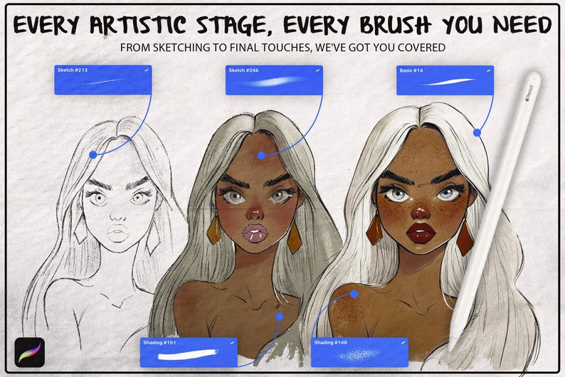 2500+ Procreate Brushes Mega Bundle | Sketch, Pencil, Ink, Marker ...