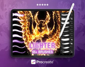 Lighter Procreate Brushes - Neon Glow Effects, Procreate Neon Light Outline Brush Set for iPad