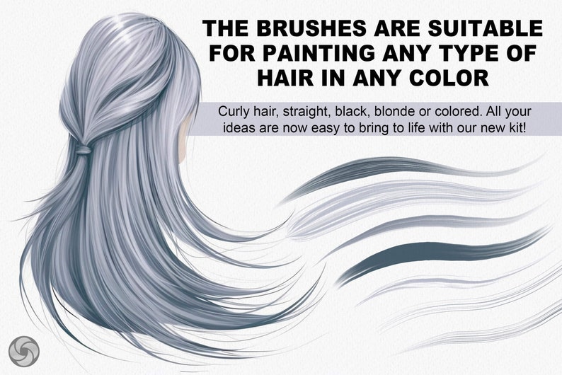 Procreate Hair Brushes, Procreate Braids, Procreate Brushes Hair, Curly Hair Procreate Stamps, Procreate Black Hair Brush, Blonde Hair Brush image 3