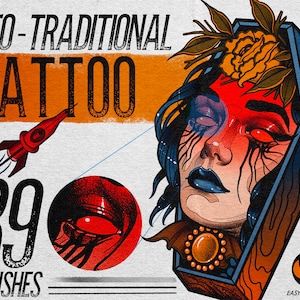 Procreate Neo-Traditional Tattoo Brushes, Tattoo Shaders, Tattoo Art Brush Kit, Tattoo Needle Brushes, Old School Tattoo Procreate, Stipple