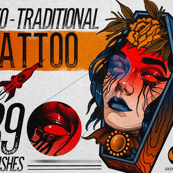 Procreate Neo-Traditional Tattoo Brush Set: Liners, Shaders (Digital Download)