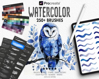 250+ Watercolor Procreate Brushes Collection | Artistic Washes, Splatter & Soft Texture Tools