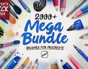 2000+ Procreate Brushes - Mega Bundle For Procreate, Only Brushes - No Stamps, Full Shop Bundle, Procreate Ink, All In One Brushes Procreate