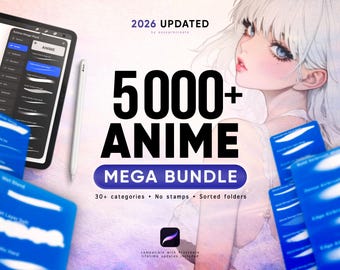 Procreate Brushes Anime Mega Bundle | 5000+ Brushes for Manga, Ghibli, Inking, Shading & Textures | 2026 Updated