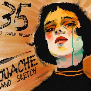 Realistic Gouache Brushes for Procreate: Textured Wet & Dry Brushes (Brushset)
