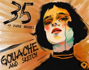 Realistic Gouache Brushes for Procreate: Textured Wet & Dry Brushes (Brushset)