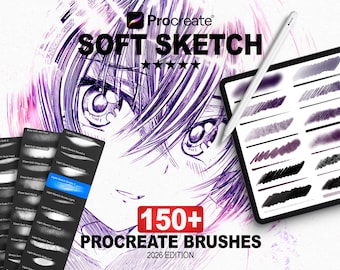 Procreate Brushes Soft Sketch | Realistic Pencil & Paper Feel, Manga, Anime – 150+ Brushes Bundle