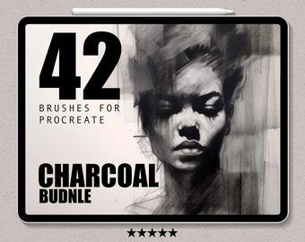 Procreate Charcoal Brushes: Digital Shader Brush Set (Brushset)