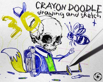 Crayon Doodle Sketch et Dessins Pinceaux, Pinceaux Crayon pour Procréer, Pinceaux Dessinés à la Main Procreate, Procreate Pinceaux Pour Enfants, Doodle Pen