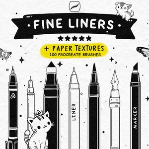 100 Fineline Procreate Brushes, Procreate Micron Fine liner Brush Set, Pen Brushes Procreate, Lineart Procreate, Inking and Stipple Brushes zdjęcie 1