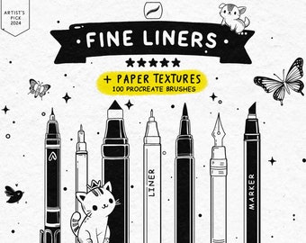 100 Fineline Procreate Pinsel, Procreate Micron Fine Liner Pinselset, Stiftpinsel Procreate, Lineart Procreate, Inking- und Stipplepinsel