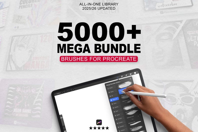 5000+ Procreate Brushes Mega Bundle - Procreate Brush Set for Ipad ...