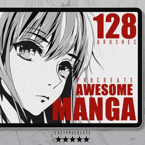 128 Awesome Manga Procreate Brushes, Anime Brushes For Procreate, Outline Procreate Brushes, Procreate Anime Brushes, Halftone Comic Brushes