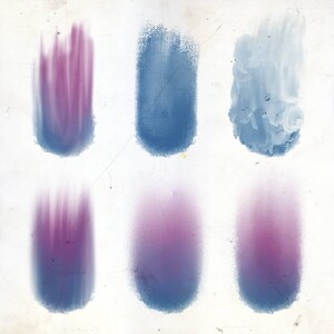 May include: A collection of 10 paint swatches on a white background. The swatches are in shades of blue and purple, with some showing a gradient effect. The swatches are arranged in two rows of five.
