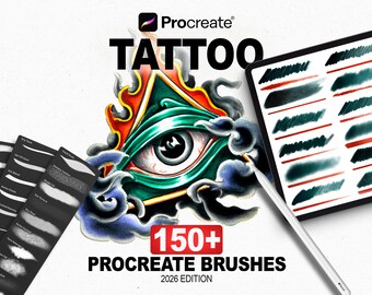 Procreate Brushes Tattoo Spitshading | Realistic Shading, Paper Texture, 150+ Brush Mega Bundle