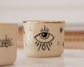 Evil Eye Design Ceramic Mug - Ideal Housewarming Gift, Handmade Ceramic Mug, Good Luck Gifts, Gift For Sister, Unique Gift, Ceramic Mugs,