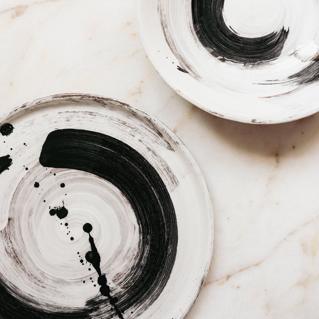 Abstract Design Handmade Ceramic Plate, Pottery Dinner Dish, Clay ...
