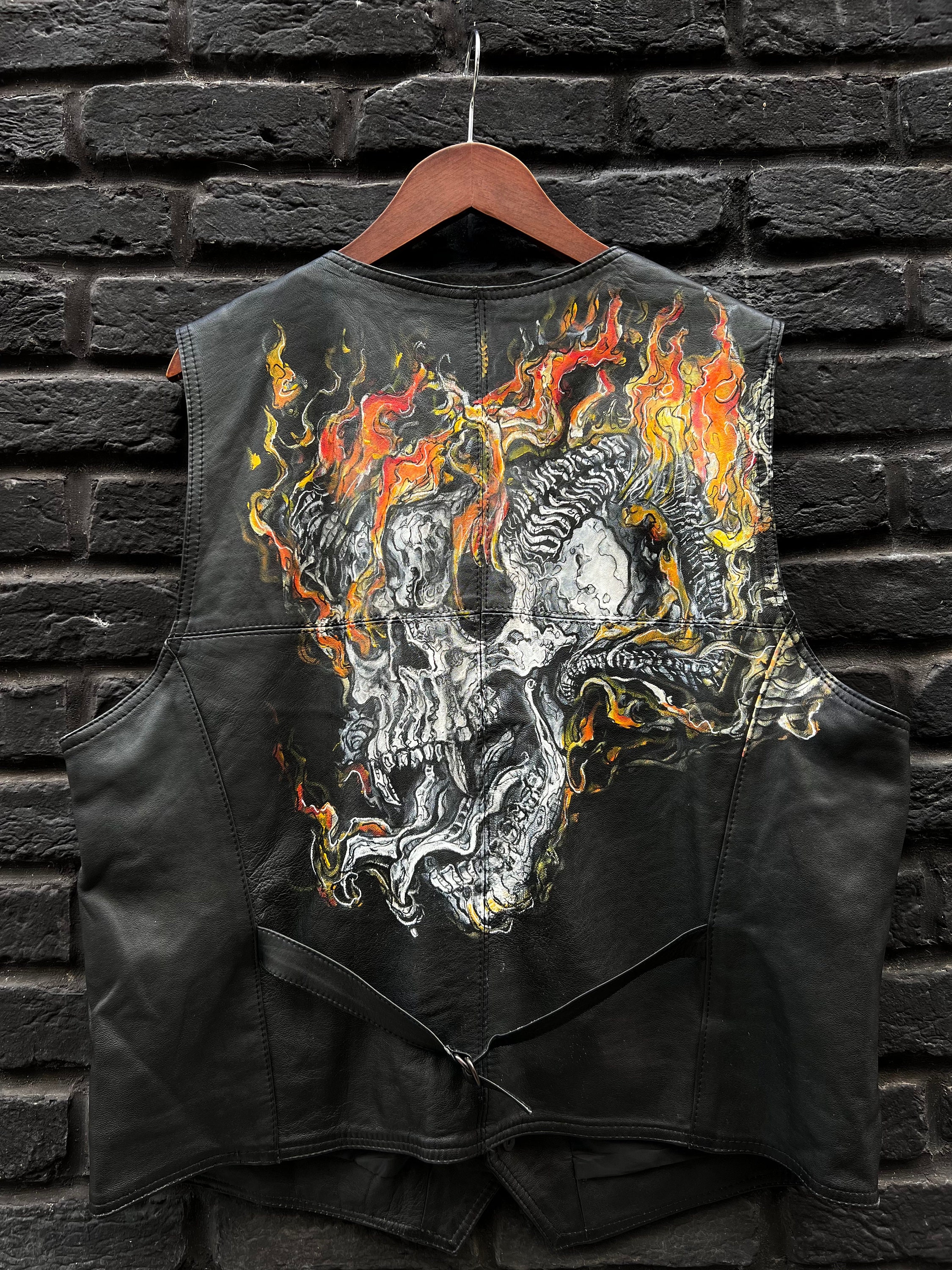 Skull leather hotsell vest