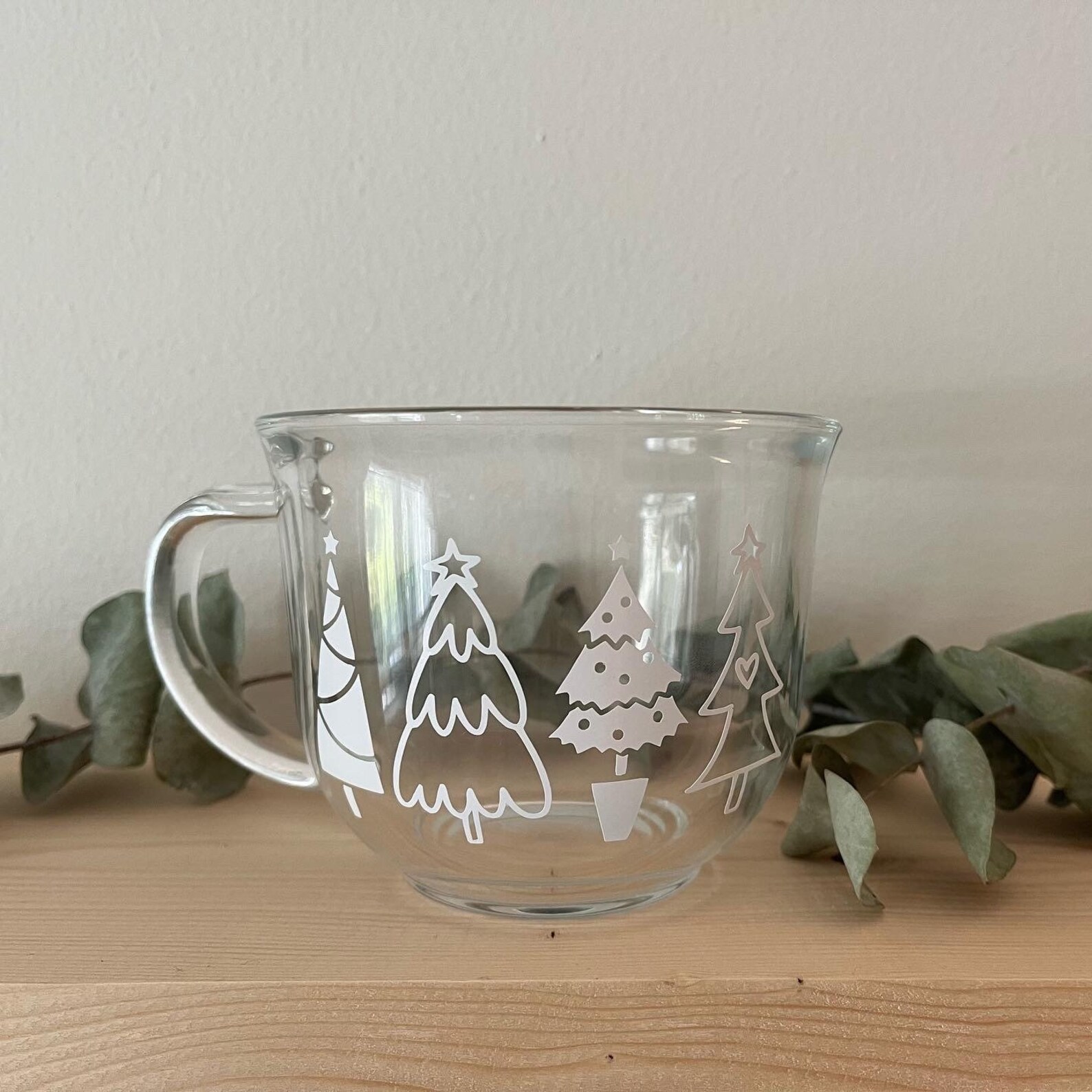 Christmas Tree Glass Coffee Mug/ Christmas Glass Coffee Mug/ Etsy