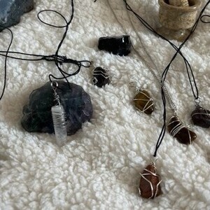 Wire Wrapped Tumbled Crystal Necklaces