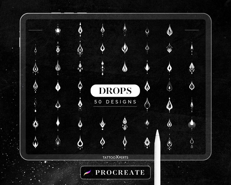 50 Drops Designs | INSTANT DOWNLOAD | Minimalistic Stamps | Procreate ...