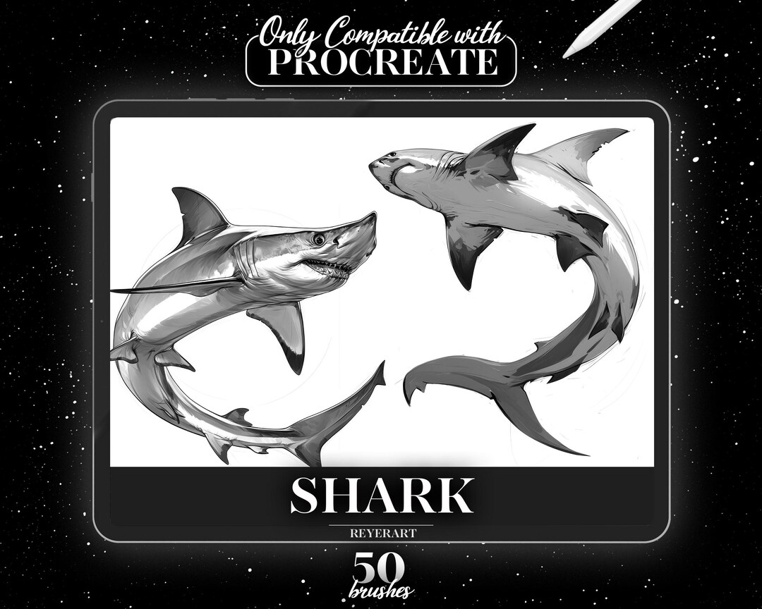 Shark Procreate Brush Set | 50 High-quality Digital Brushes | Sea ...
