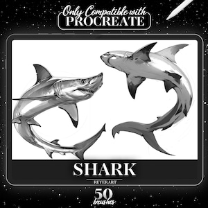 Shark Procreate Brush Set | 50 High-Quality Digital Brushes | Sea Turtle Art for Procreate | Marine Life Illustrations
