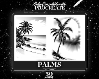 Palm Procreate Brush Set | 50 High-Quality Digital Brushes | Tropical Palm Tree Designs | Hand-Drawn Palm Art for Procreate