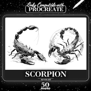 Scorpion Procreate Brush Set | 50 High-Quality Digital Brushes | Realistic Scorpion Tattoo Designs | Scorpion Art for Procreate