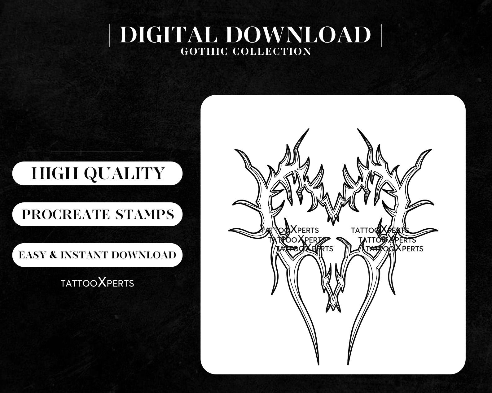 100 Neo Cyber Tribal Procreate Stamps | Gothic Tattoo Brushes (instant ...