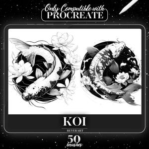 Koi Procreate penselset | 50 tatueringsdesignpenslar