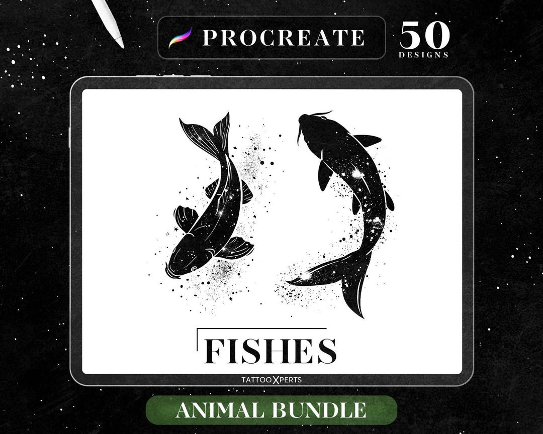 50 Fish Designs | INSTANT DOWNLOAD | Animal Stamps | Procreate Brushes ...