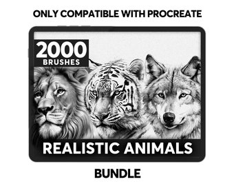 Animal Tattoo Brushes | INSTANT DOWNLOAD | Bundle of 2146 Designs | only Compatible with Procreate | Stencil Reference | Wildlife Stamps