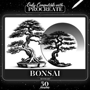 Lot de pinceaux à bonsaï | 50 modèles - Compatible uniquement avec Procreate (fr) | Bonsaï d'art de haute qualité | Utilisation commerciale autorisée