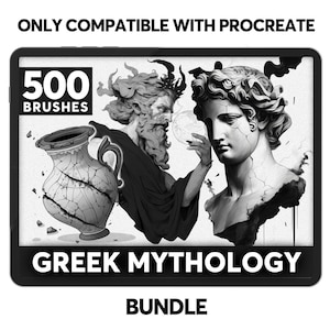 500 Griechische Mythologie Design Bündel | Griechische Mythologie Briefmarken | Nur Kompatibel mit Procreate | Tattoopinsel | Kommerzielle Nutzung erlaubt