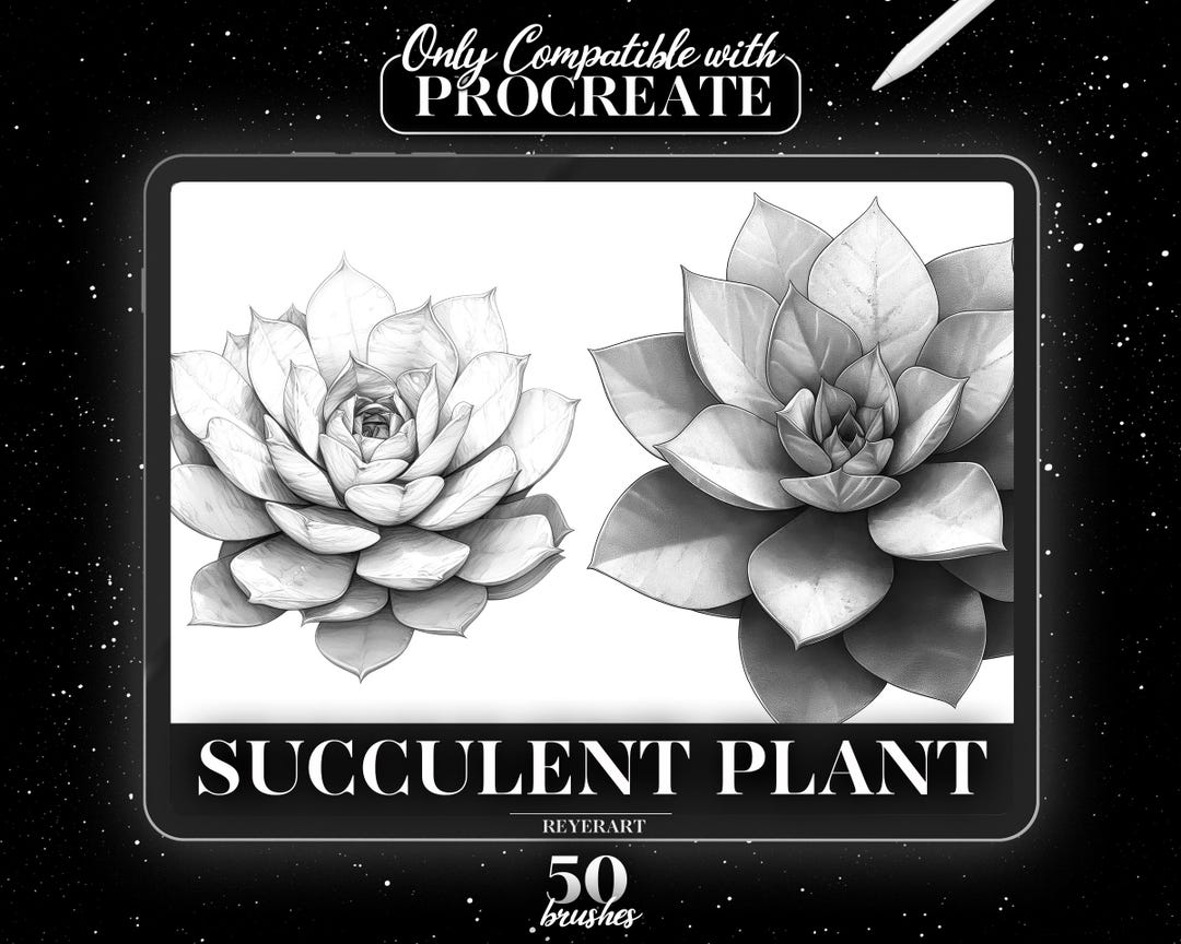 Succulent Plant Procreate Brush Set | 50 Digital Illustration Brushes ...