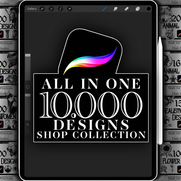 ALL-IN-ONE! - 10.000+ Designs - Procreate Bundle Collection from my Shop - Animals, Realistic, Anime, Flash, Nordic, Greek, Fineline, Horror