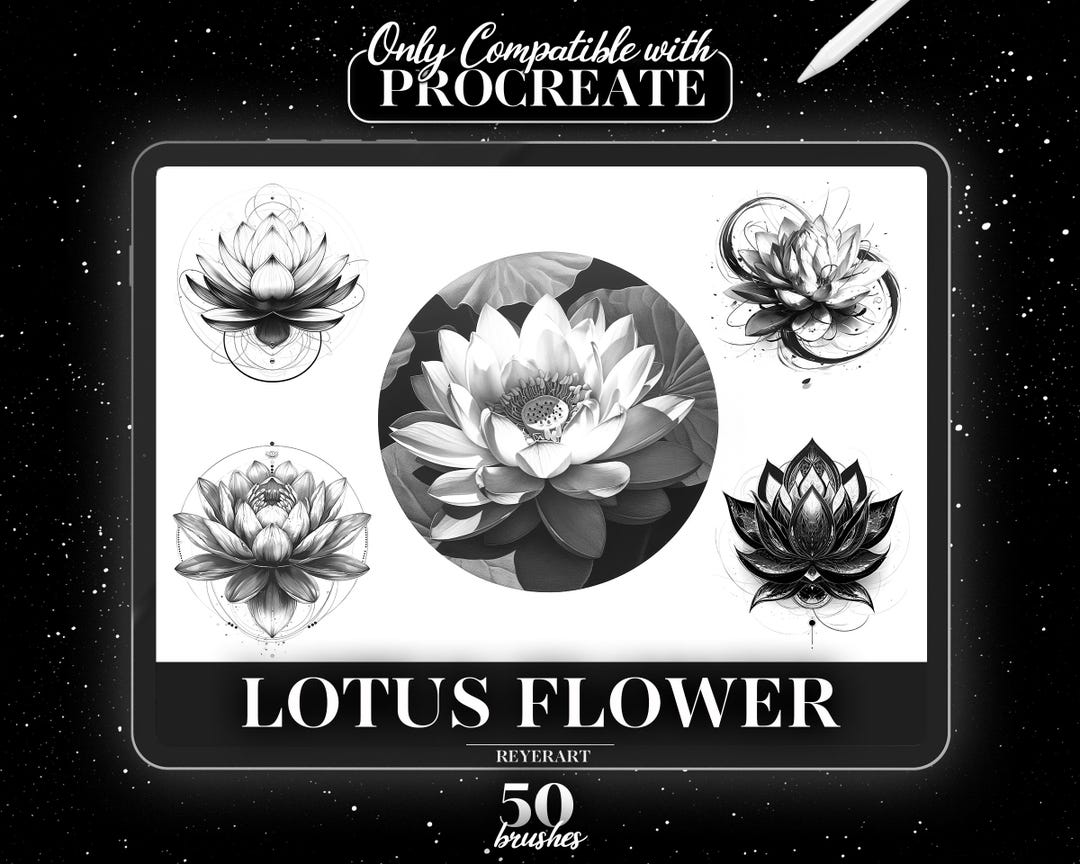 Lotus Flower Procreate Brush Set | 50 Floral Digital Brushes - Etsy