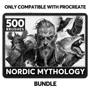 500 Nordic Mythology Design Bundle | Thor, Odin, Freya Stamps | Only Compatible with Procreate | Tattoo Brush | Commercial Use Allowed