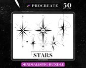 50 Stars Procreate Brushes | Minimalist Tattoo Stamps (Instant Download)