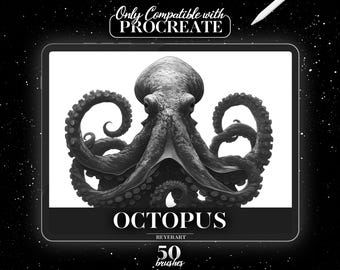 Octopus Procreate Brush Set | 50 High-Quality Digital Brushes | Creative Octopus Tattoo Designs | Unique Octopus Art for Procreate