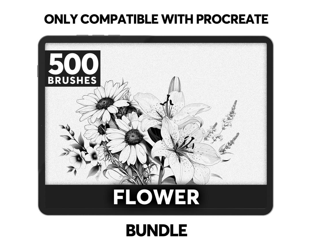 500 Flower Procreate Brushes | Floral Tattoo Design Bundle - Etsy