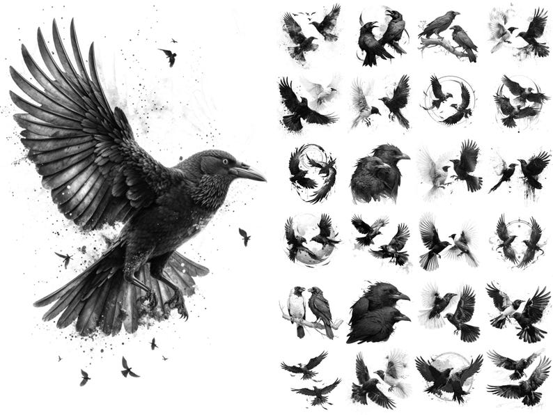 Nordic Crow Procreate Brushes | Mythology Tattoo Stamps (instant ...