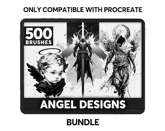 500 Angel Design Bundle | INSTANT DOWNLOAD | Death, Gothic, Small, Cherub, Women Stamps | Only Compatible Procreate Brushes | Tattoo Brush |