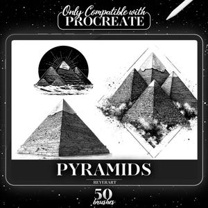 Pyramids Procreate Brush Set | 50 High-Quality Digital Brushes | Egyptian Pyramid Art for Procreate | Pyramid Tattoo Designs