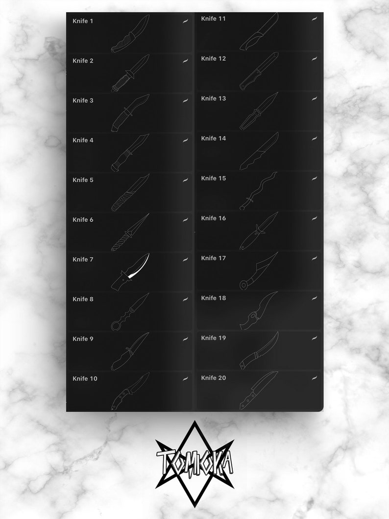 20 Procreate Knife Brush Set Tattoo Brushes Stencil Stamps Etsy