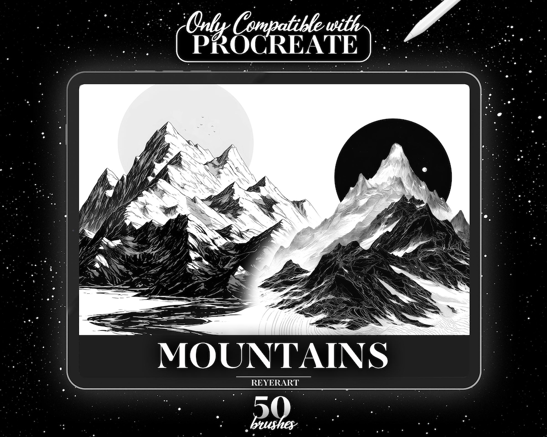 Mountain Procreate Brush Set | 50 High-quality Digital Brushes | Ideal ...