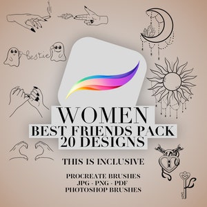 Best Friend 20 Tattoo Designs for Procreate, Photoshop, and More - Brushes, Tattoo Stamps, and Friendship Ideas - Fine Line, Tiny Tattoos