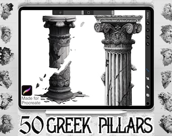 Greek Pillar Procreate Brushes | Mythology Stamps, Tattoo Design (Instant Download)