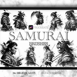 36 Procreate Samurai Stamp Set - Tattoo Brushes Stencil Stamps Digital  for iPad / brush, stamp, tattoo design, digital brush